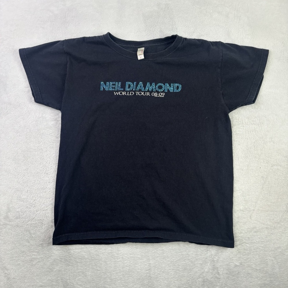 2008 Anvil Neil Diamond World Tour Black SS Bedazzled Shirt Women's Medium